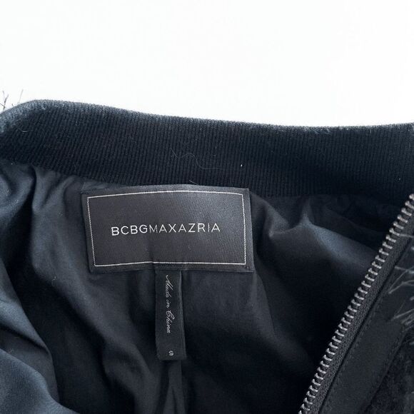 BCBGMAXAZRIA Womens Eyelash Faux Fur Semi Cropped Full Zip Black Small - Picture 3 of 8